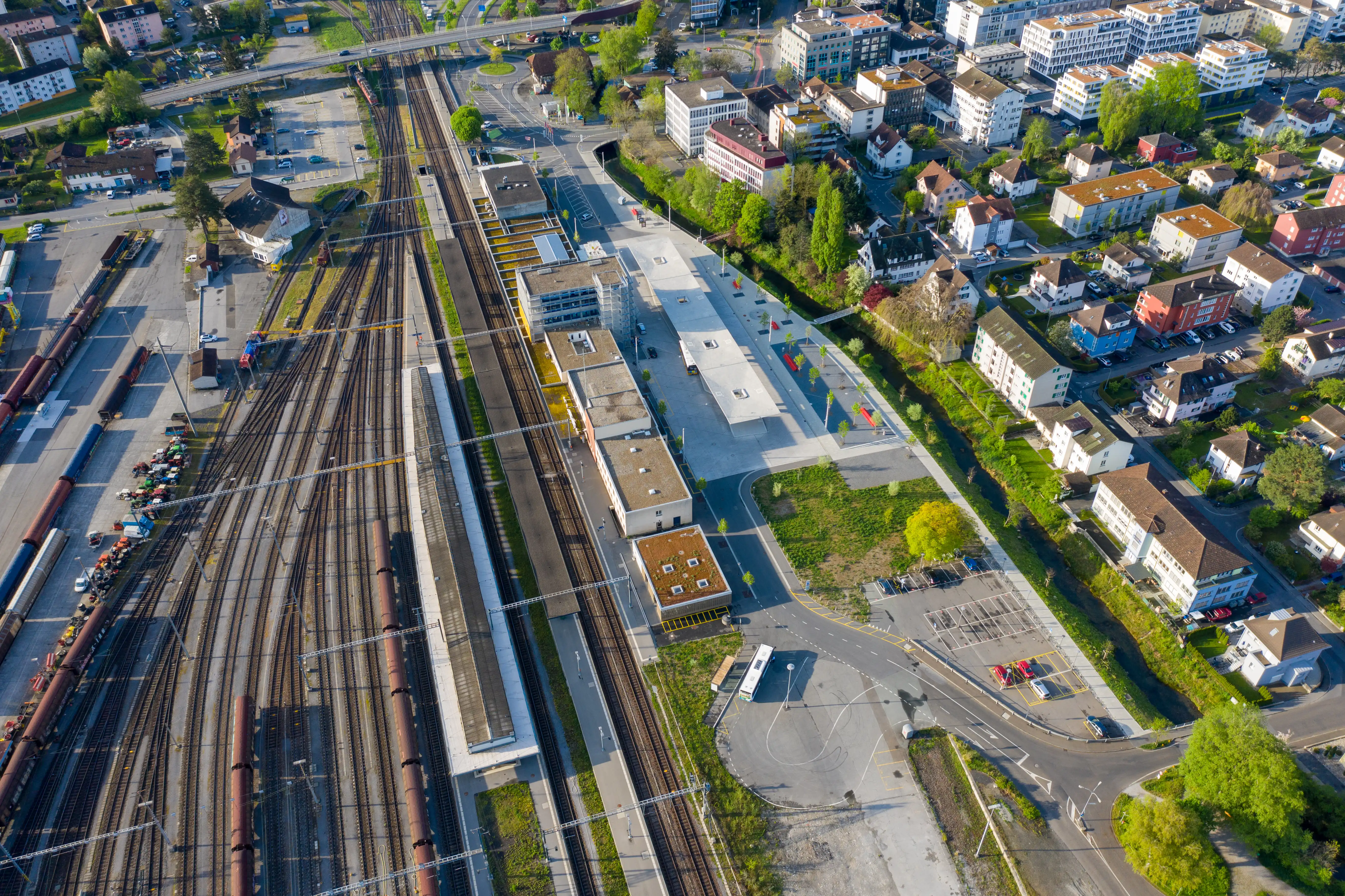 Bahnhofsplatz Buchs Luftbild 